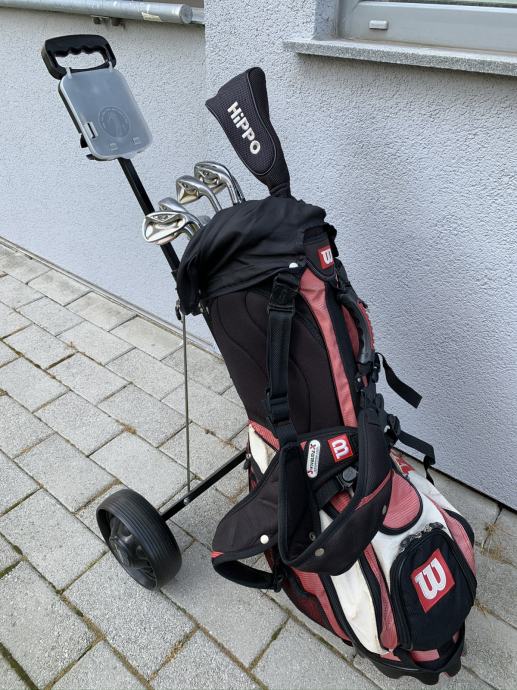 TaylorMade r7 golf palice, voziček in golf torba Wilson