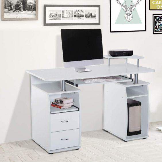 Pisalna in računalniška miza, bela 120 x 55 x 85 cm