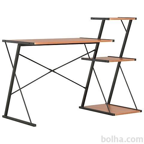 vidaXL Pisalna miza s polico črna in rjava 116x50x93 cm