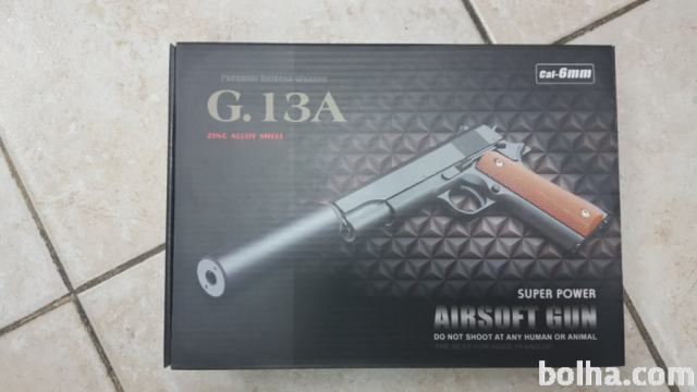 Airsoft gun G. 13 A (S prigušivačem) AIR soft Black-brown Pištola