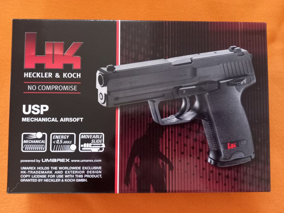 HK Heckler & Koch USP Umarex vzmetna airsoft pištola + BB kroglice