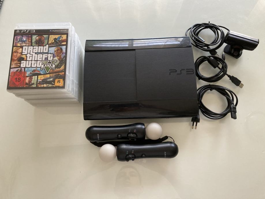 Sony Playstation 3 SuperSlim 500GB + PS Move + 9 Iger