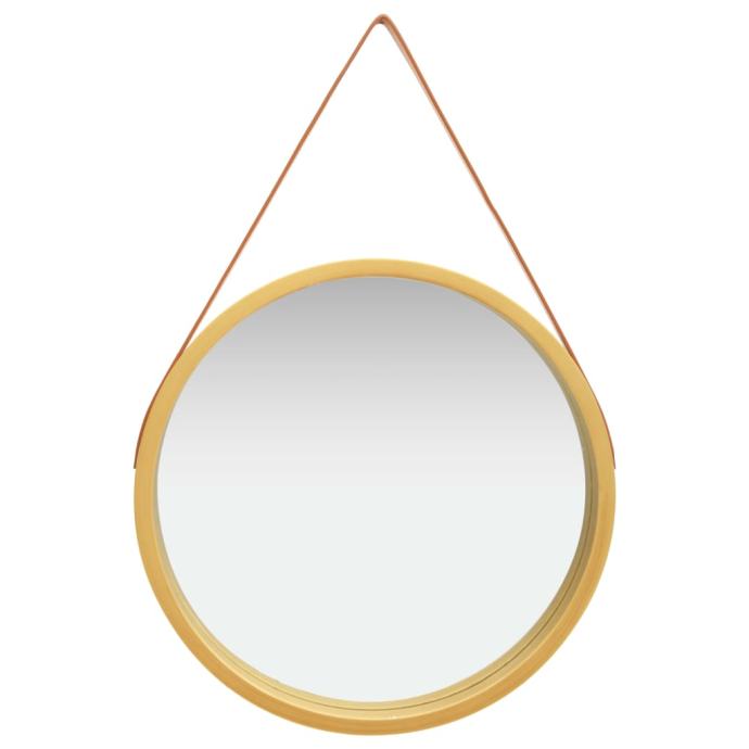 Stensko ogledalo s pasom 60 cm zlato