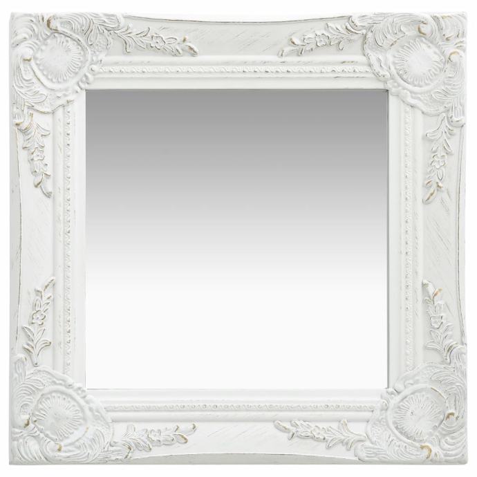 Stensko ogledalo v baročnem stilu 40x40 cm belo