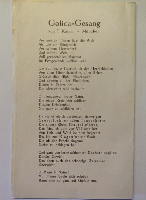 Golica - Gesang : pesem / T. Kaiser, Munchen, ok. 1935