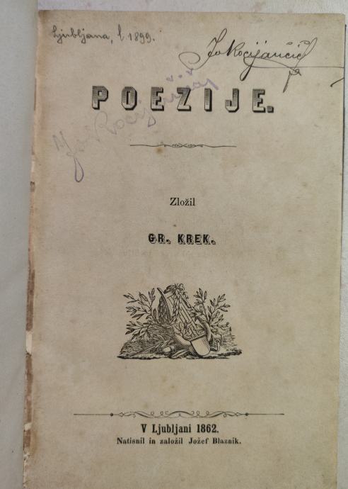Poezije / Gregor Krek, 1862