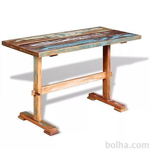 vidaXL Jedilna miza s podnožjem masiven predelani les 120x58x78 cm