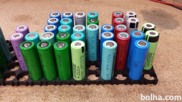 Baterije 18650 različne rabljene, testirane, izmerjena kapaciteta