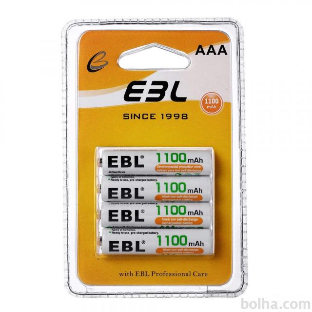 2 Polnilne baterije AAA EBL 1100mAh (NOVE - posamezno)