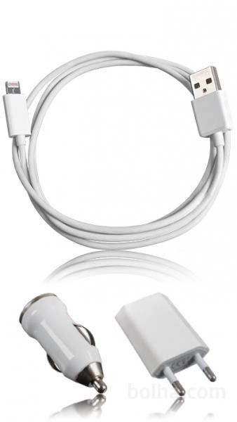 Polnilec 3v1 za Apple iPhone 220V 12V USB