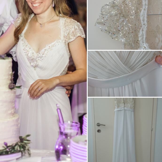 Poročna obleka št 36 - 38, lep bel padajoč materjal