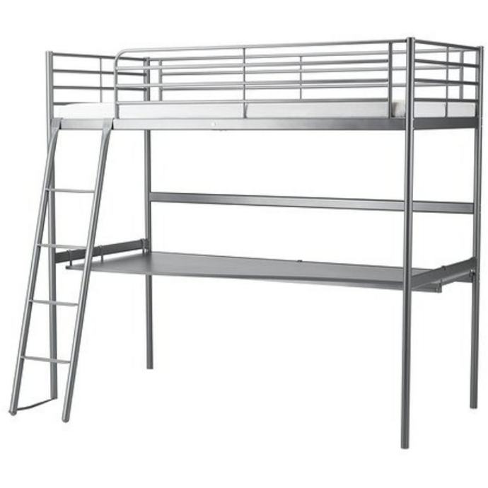 IKEA svarta etažna postelja (pograd) s pisalno mizo