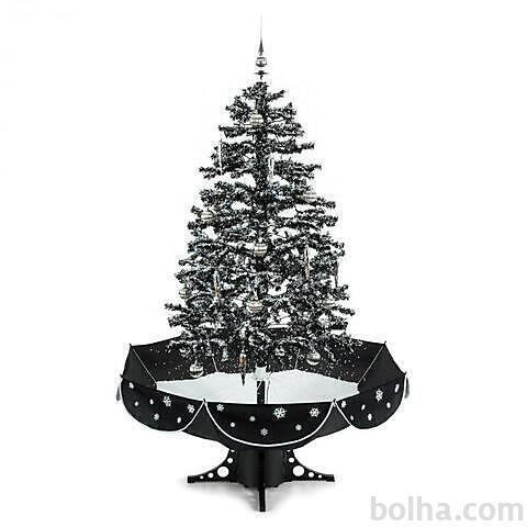 OneConcept Everwhite, božično drevo, 180 cm, simulacija snega, črn