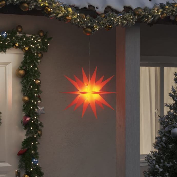 vidaXL Božične svetilke LED 3 kosi zložljive rdeče 43 cm