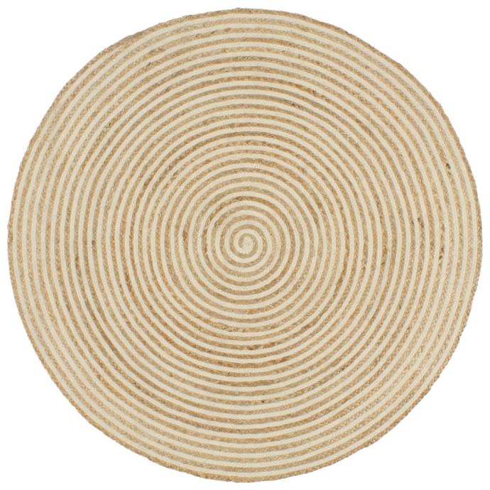 vidaXL Preproga iz jute bel spiralni dizajn ročno izdelana 150 cm