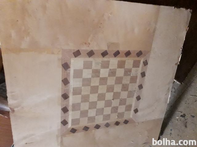Šah leseno intarzijo za igranje šaha, plošča 70x70x2 cm
