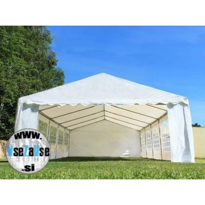 Prireditveni šotor 8x8 m,PVC 750,s talnim ogrodjem,bel,ZELO STABILEN!