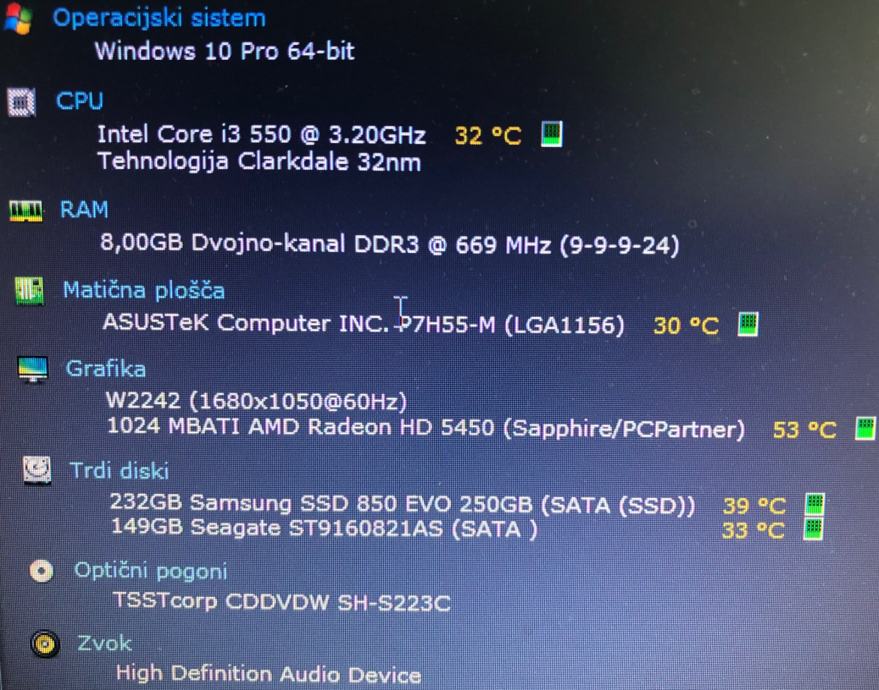 Računalnik Intel Core i3 ,SSD disk 240 GB , 8GB rama -UGODNO!!