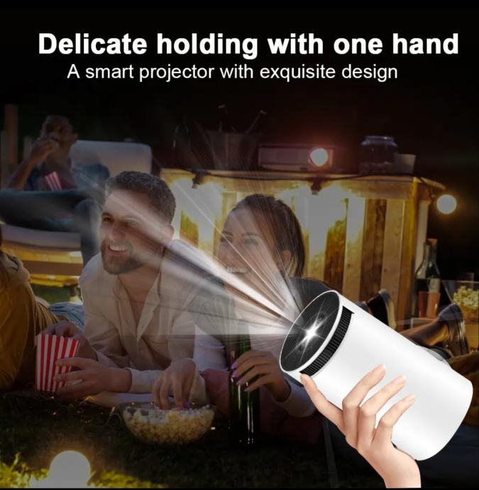 Tragbarer Mini Beamer Mit WiFi 6 & Android 11 – 180° Drehbar, Bis 130 Zoll, Mit Netflix, HDMI/USB Anschluss