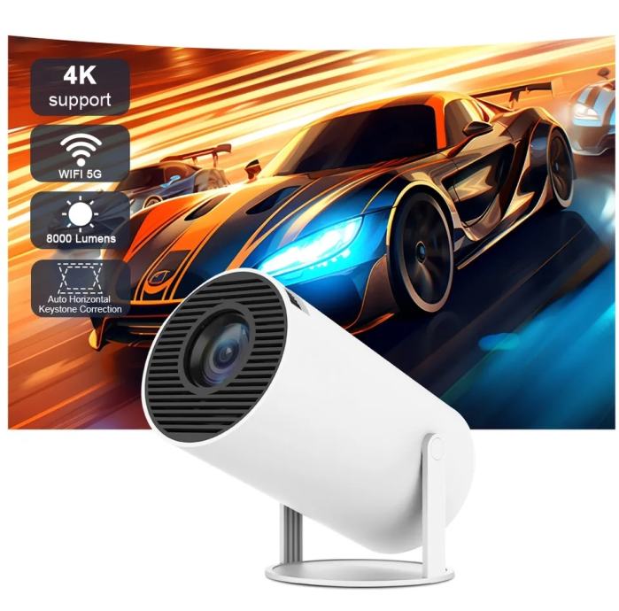 Video-Beamer Mini Beamerr 4K 1080P Full HD Kompatibel mit Android und Netflix–WiFi 6 BT5.2 180° Rotation Kleiner Heimkino-Projektor mit automatischer Trapezkorrektur HDMI/TV Stick/USB/PS5