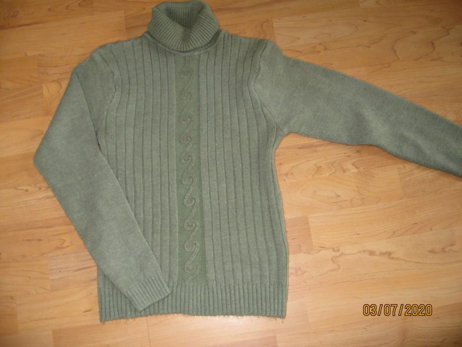 Nov zelen, volnen, ženski pulover št.38