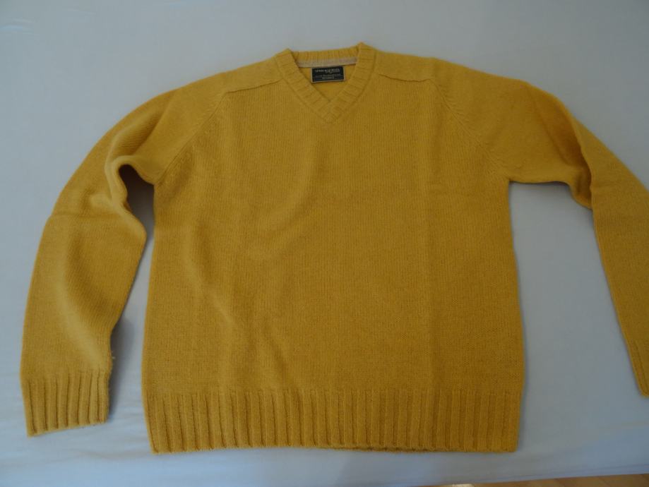 pulover Springfield, 100% Shetland, št. S, V izrez, rumen