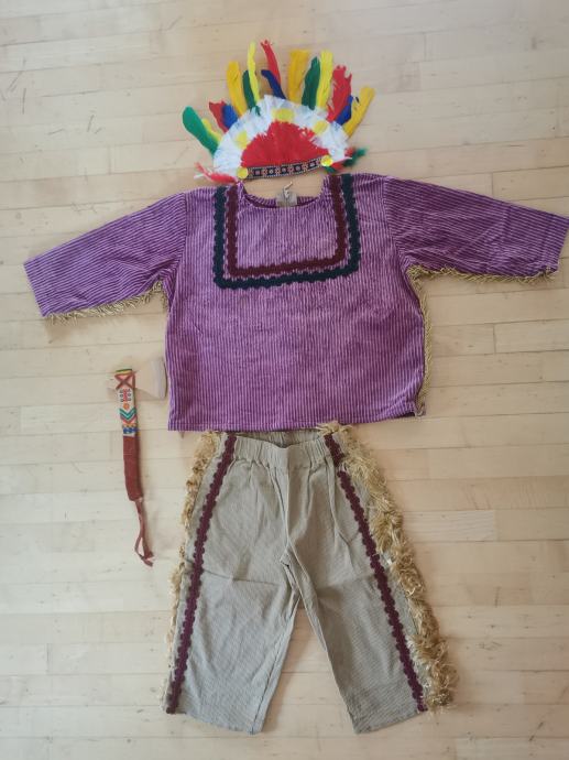 Pustni kostum otroški INDIJANEC, vel.92-98cm, (1,5-3 let)