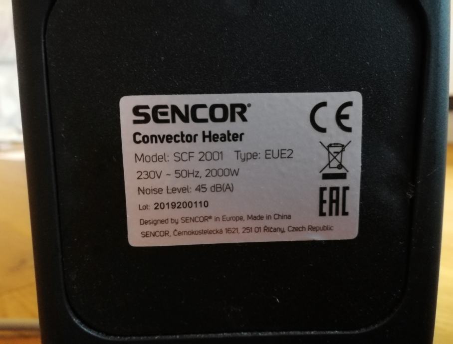 SENCOR konvektor SCF 2001