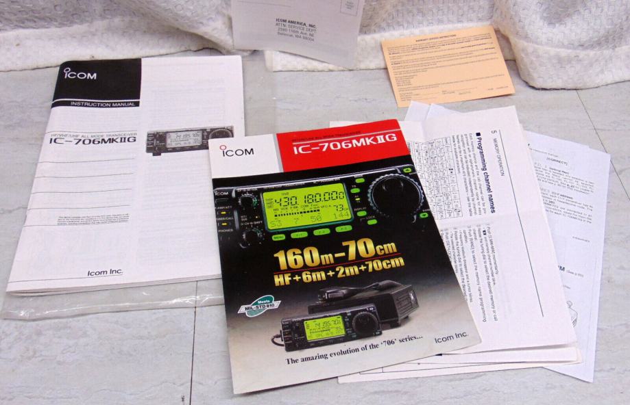 Manuel D’utilisation ICOM IC-706MKIIG – 75 Pages, Neuf, Indispensable Pour Utiliser Et Entretenir Votre émetteur-récepteur