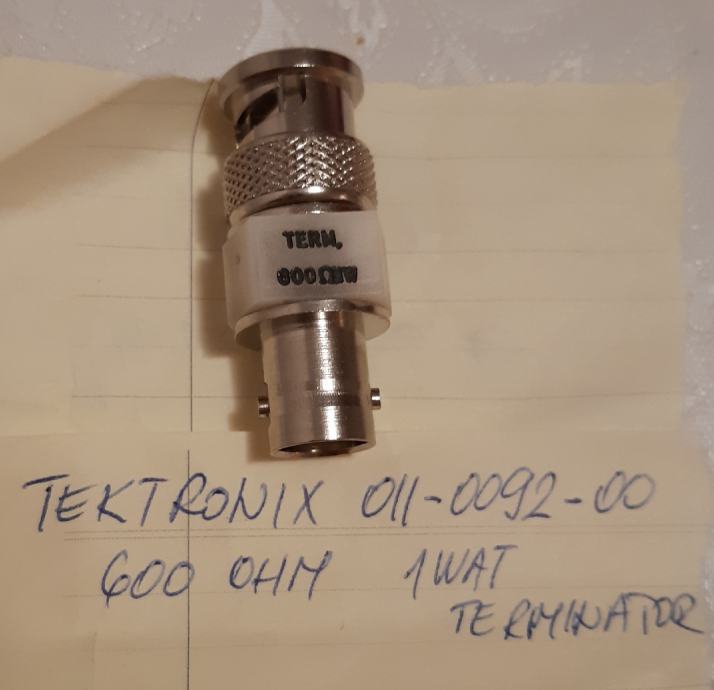 Tektronix terminator 600Ohm/1W i Tektronix attenuator 2x50Ohm/2W