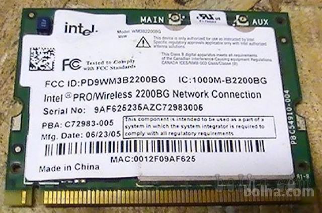 Mini PCI wlan kartica Intel Pro/Wireless 2100 LAN 3B
