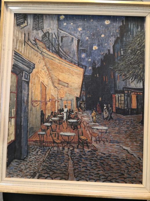 Nočna kavarna terasa Vincent Van gogh,uokvirjena slika