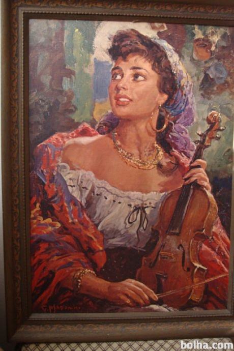 Slika ciganke z violino in slika ciganke z kitaro