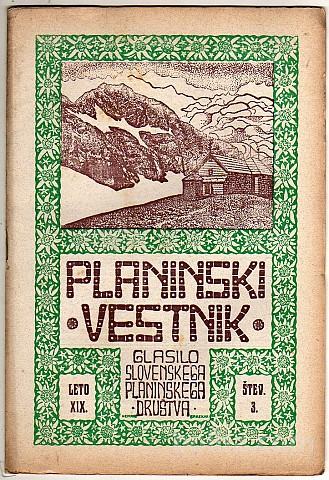 PLANINSKI VESTNIK - SNOPIČI, 1913 - 1929
