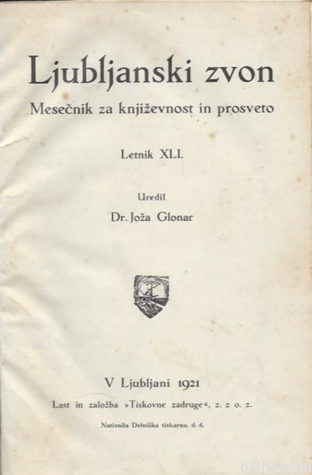 LJUBLJANSKI ZVON Letnik XVI. / 1921