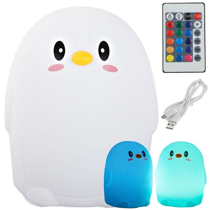 LED RGB akumulatorska mehka otroška lučka touch 1200mAh USB pingvin