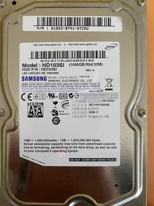 Disk SAMSUNG HD103SI 1TB / 5400RPM / 32MB Cache