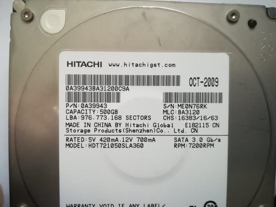 Trdi disk HITACHI 500 GB, 3.5"
