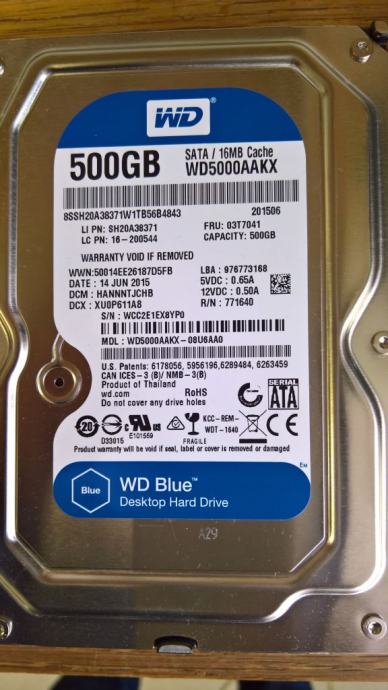 Trdi disk WD SATA 500 GB 3.5" - in drugi