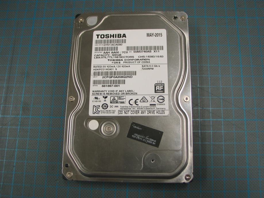 Trdi disk Toshiba HDD 500 GB, 3,5˝, SATA 6 GB/s, 7200 obratov, prodam