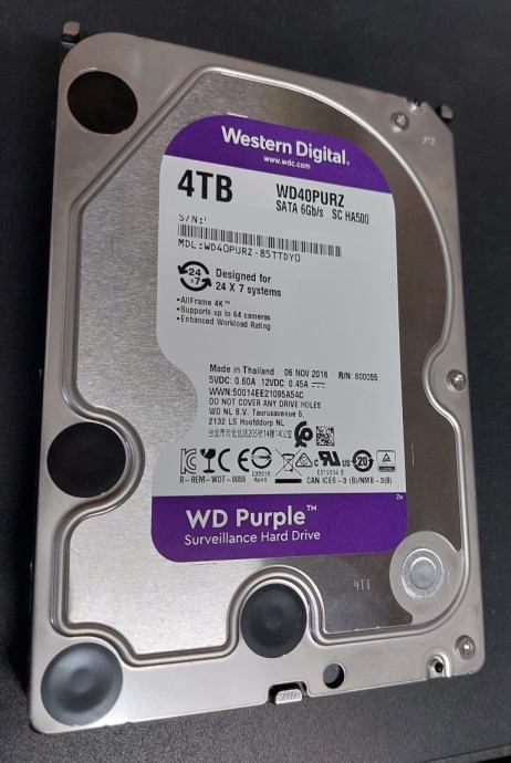 Trdi disk WD 4TB Purple WD40PURZ star 1 leto