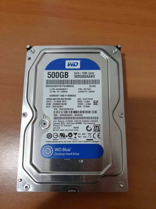 Trdi disk WD 500GB 7200 obratov SATA2
