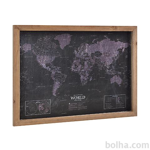 Stenska slika- zemljevid Sveta-50x70x2,5 cm