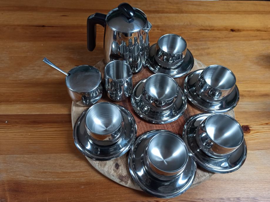 AMC Art Design coffee/tea set, stainless steel 1810, set for 6