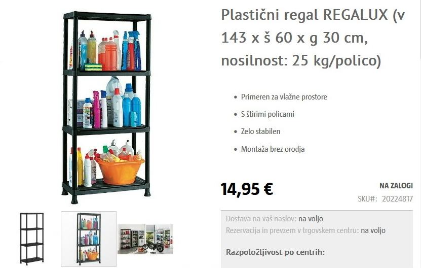 Plastični regal REGALUX (v 143 x š 60 x g 30 cm, nosilnost: 25 kg/pol)