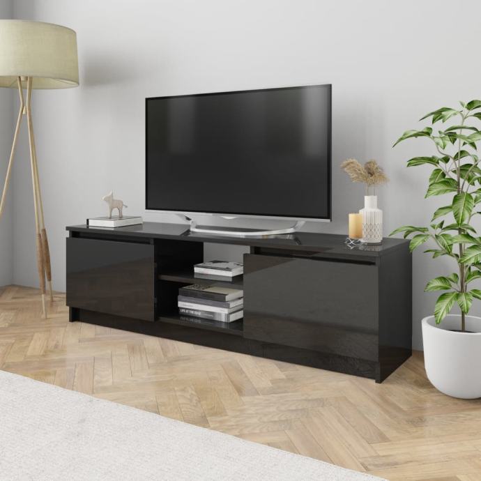 TV omarica visok sijaj črna 120x30x35,5 cm iverna plošča