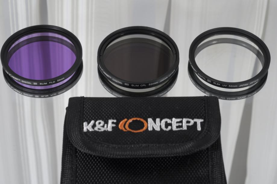 Set filter K&F Concept 52mm: fluid, CPL polarizator, UV protect
