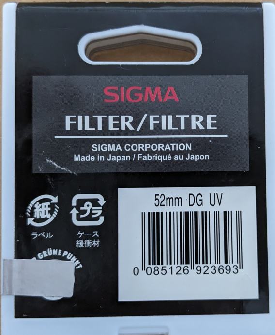 Sigma UV filter DG 52 mm