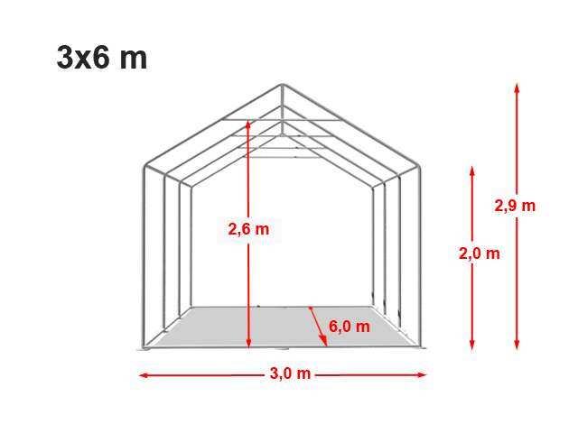 ŠOTOR SKLADIŠČNI 3m x (4,6)m; PVC 700