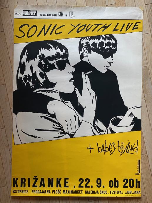 Originalni koncertni plakat SONIC YOUTH, Ljubljana, 1990.
